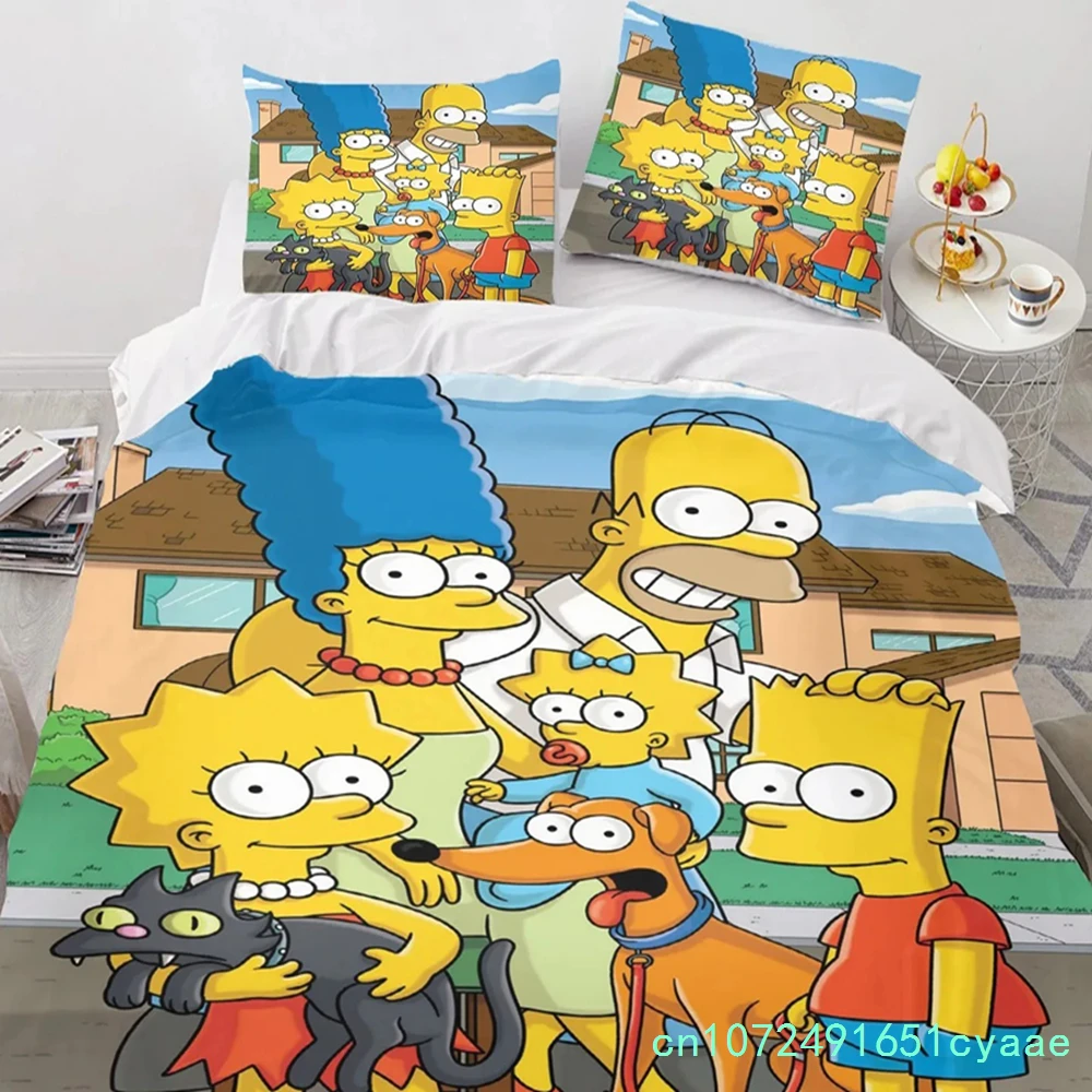3D Cartoon Duvet Cover Set Simpsons Family Duvet Cover Pillow Case Home Bedding Set Bedroom Decorating Boy Girl Gifts