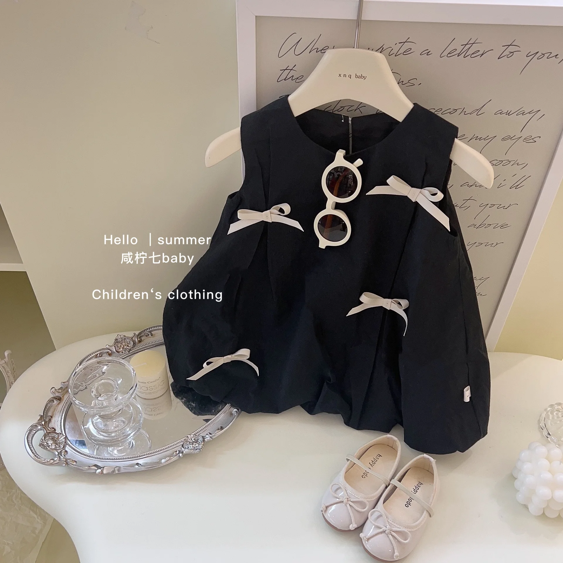 

2024 Summer Korean Girls Casual Dresses Bow Princess Girls Dresses Cute Bow Skirt Baby Fashion Sleeveless Skirt