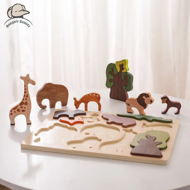 Baby Wooden Simulation Animal Puzzle Toy 3D Montessori Toys Newborn Hand And Foot Exercise Game Baby Educational Toy Baby\'s Gift