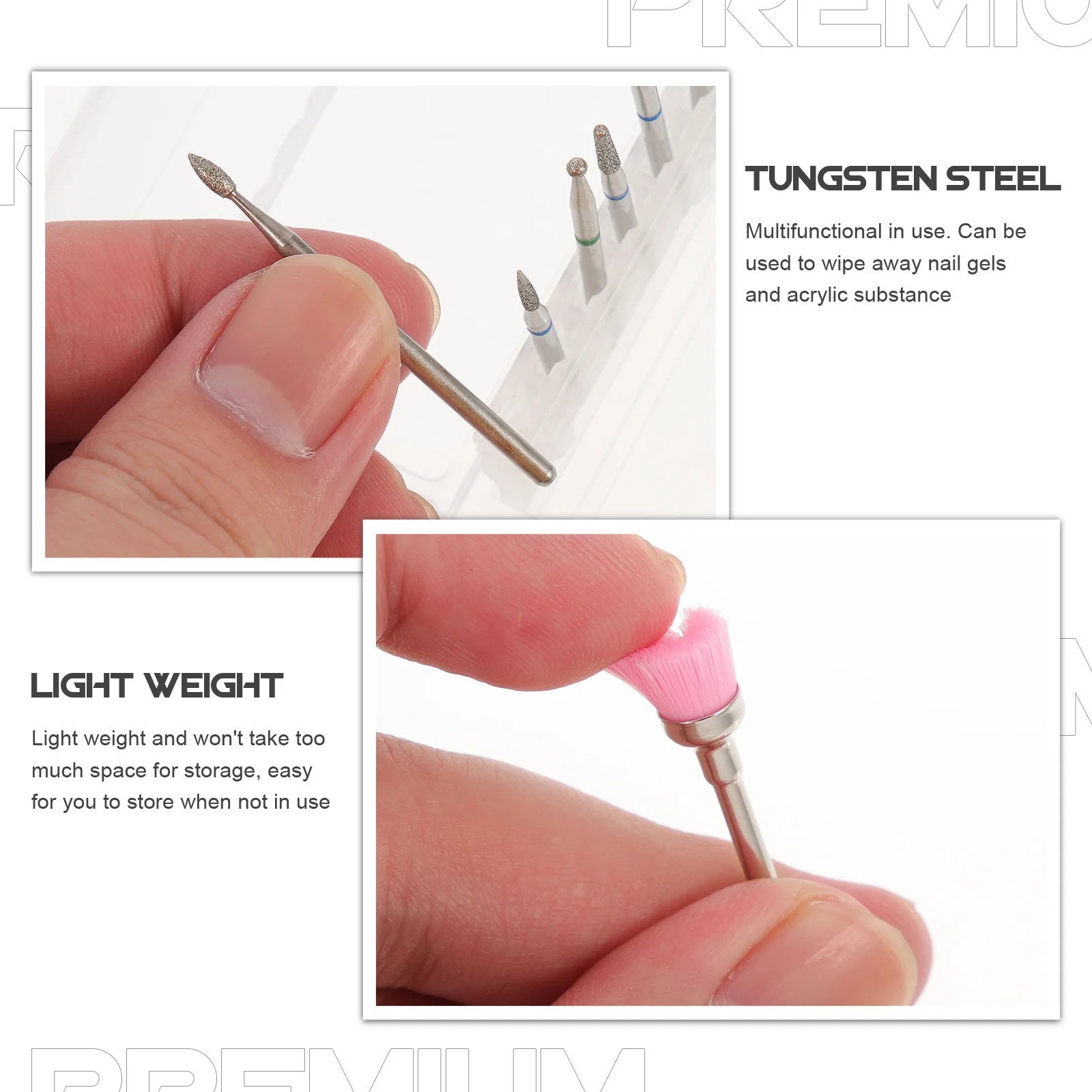 10 pezzi testine per lucidatura per nail art testine per manicure di alta qualità rimuovi la pelle morta punte professionali veloci per trapano per unghie compatte