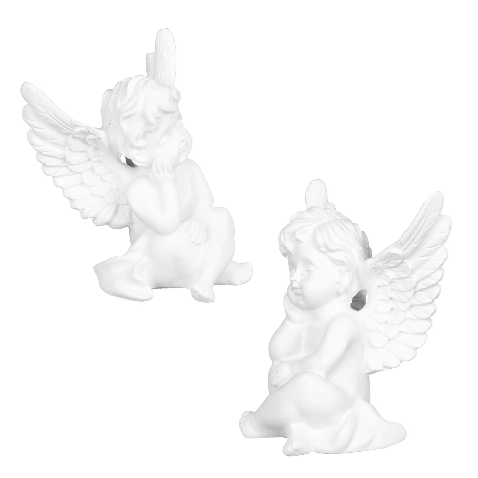 

2Pcs Resin Angel Ornament Compact Lightweight Home Decor Beautiful Craft Statue for Desk Top Layout Non-Fading Eco-Friendly