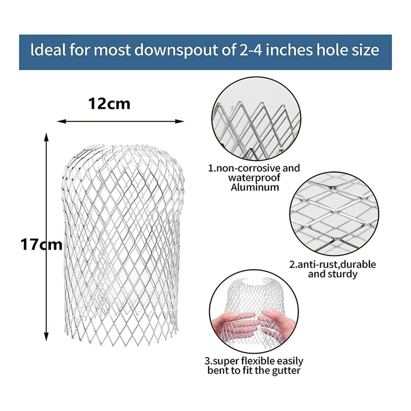 8 Pcs Expandable Leaf Strainer Gutter Screen Covers Down Pipe Protectors 12 X 17Cm