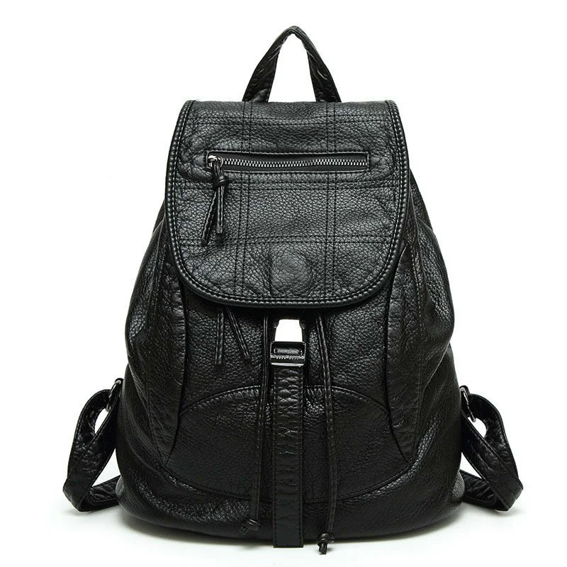 Black Backpacks Women Casual Soft Genuine Leather Backpack For Girls Backbag Bagpack Woman Back Pack Sac A Dos Ecole 2024 New