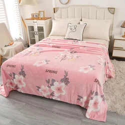 Simpatica coperta in flanella con stampa floreale rosa, coperte per aria condizionata, morbida e confortevole per l'arredamento della casa, il campeggio, i viaggi