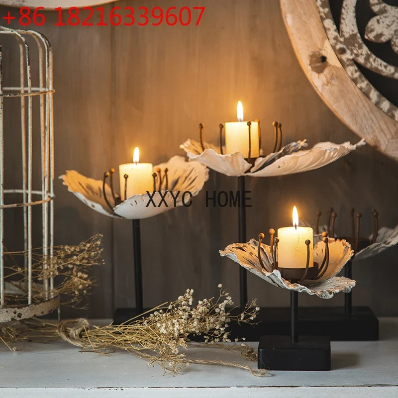 Picture 3: Dinner Lamp Props Nordic Romantic Candlestick Distressed Decorations B & B