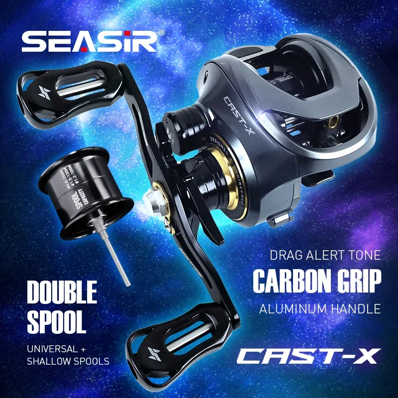 Cast-X Baitcasting Reel 7.3 1 HS Gear Ratio Aluminum Double Spool Carbon Grip Metal BFS Micro Fresh Seawater Fishing Coil