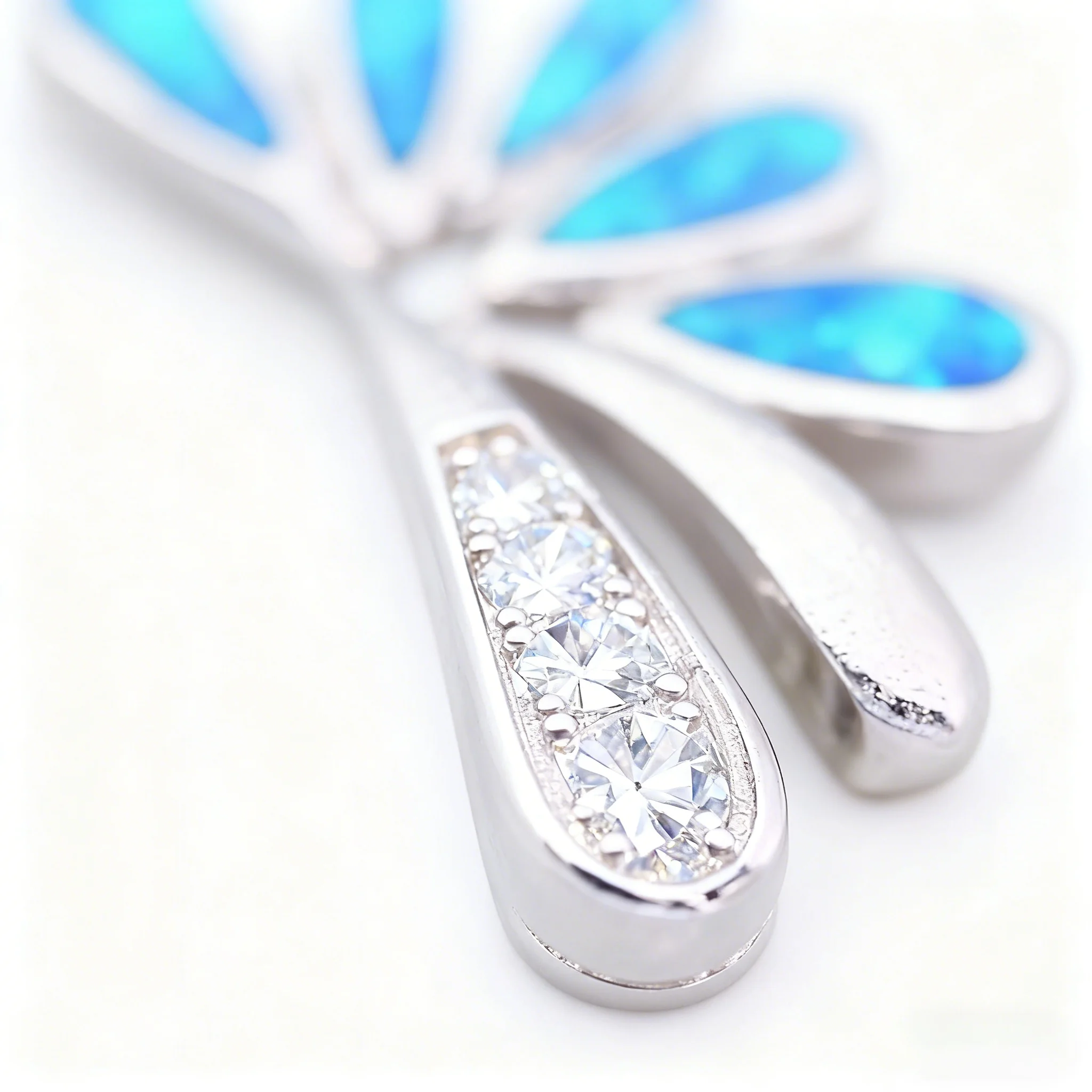 Unique Blue Flower Necklace for Women, Elegant Silver Color Synthetic Blue Opal Jewelry Gift, Ideal for Mother's Day/Christmas