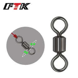 Ftk 50Pcs Vissen Rolling Barrel Swivel Snap Rvs Meerval Terminal Tackle Accessoires Voor Zoutwater Zoetwater