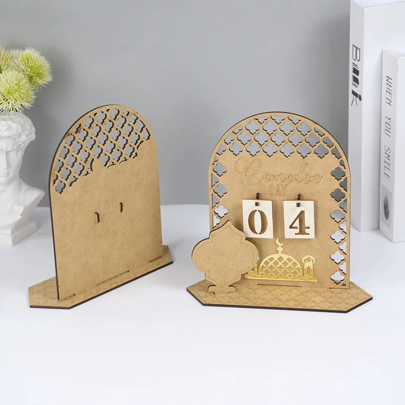 2025 Ramadan Countdown Calendar Eid Mubarak Wooden Board Ornament Home Party Wall Hanging Decor Planner Board Gift Fetival Decor