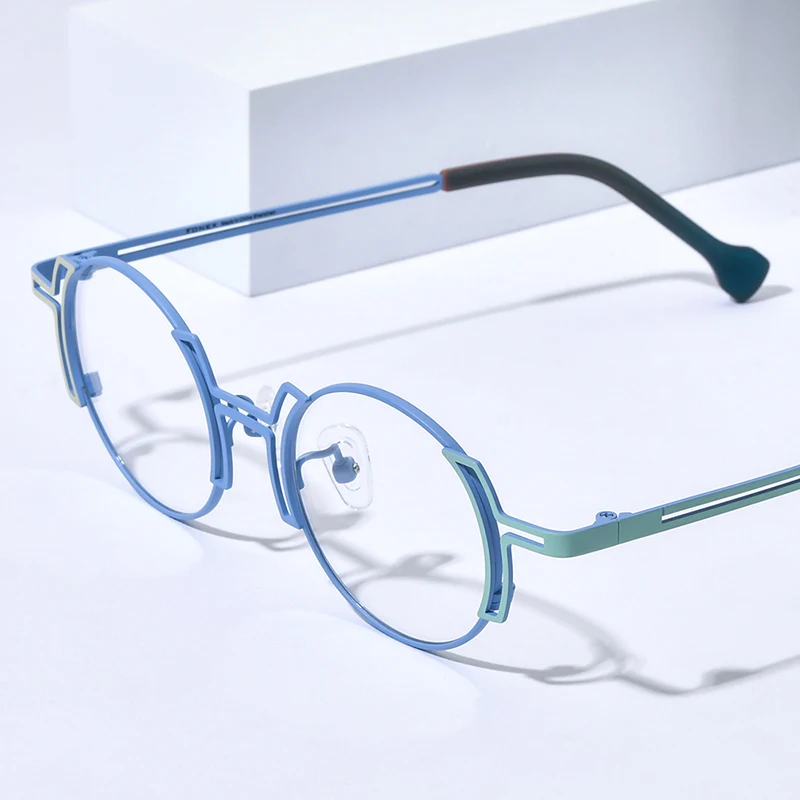 

FONEX Titanium Eyeglasses Frame Men Fashion Brand Design Round Glasses Women High-end Quality Ultralight Eyewear 85858