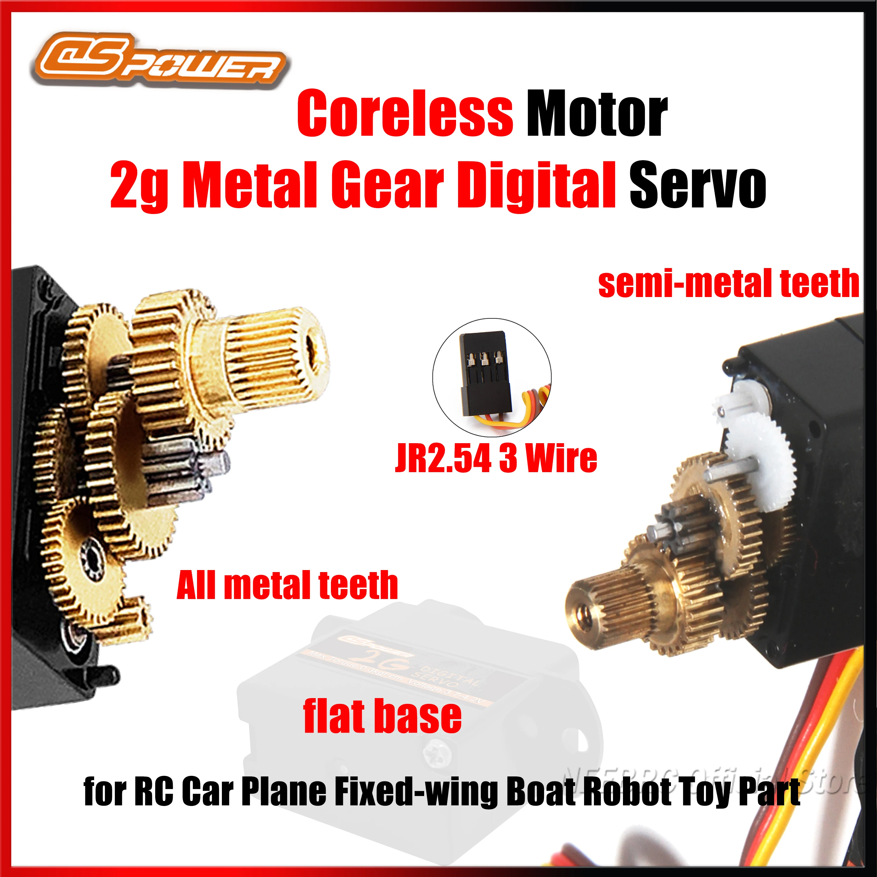 

DSPOWER 2G Micro All/Half Metal Gear Coreless Motor Digital Servo Flat Base for RC Car Plane Fixed-wing Boat Robot Accessories