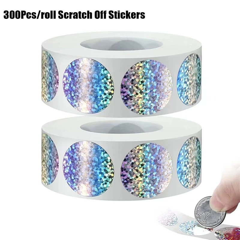 300Pcs/Roll 2.5CM Round Laser Scratch Off Stickers Surprise Labels Secret Code Cover Sticker Activity Card Self-Adhesive Sticker