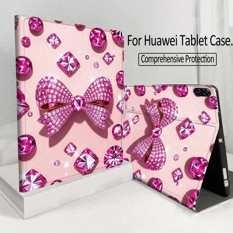 

Luxurious bow pattern Tablet Case For Huawei MatePad M5 T5 SE 11 Pro Honor Tab 5 V7 V8 X9 GT 10.1 10.8 Inch