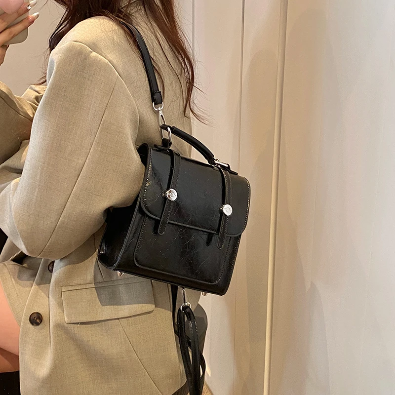 Mode einfach glänzend pu Rucksack solide Hasp hochwertige vielseitige Sinn für Luxus Rucksack für Frauen 2024 Designer neuen Stil