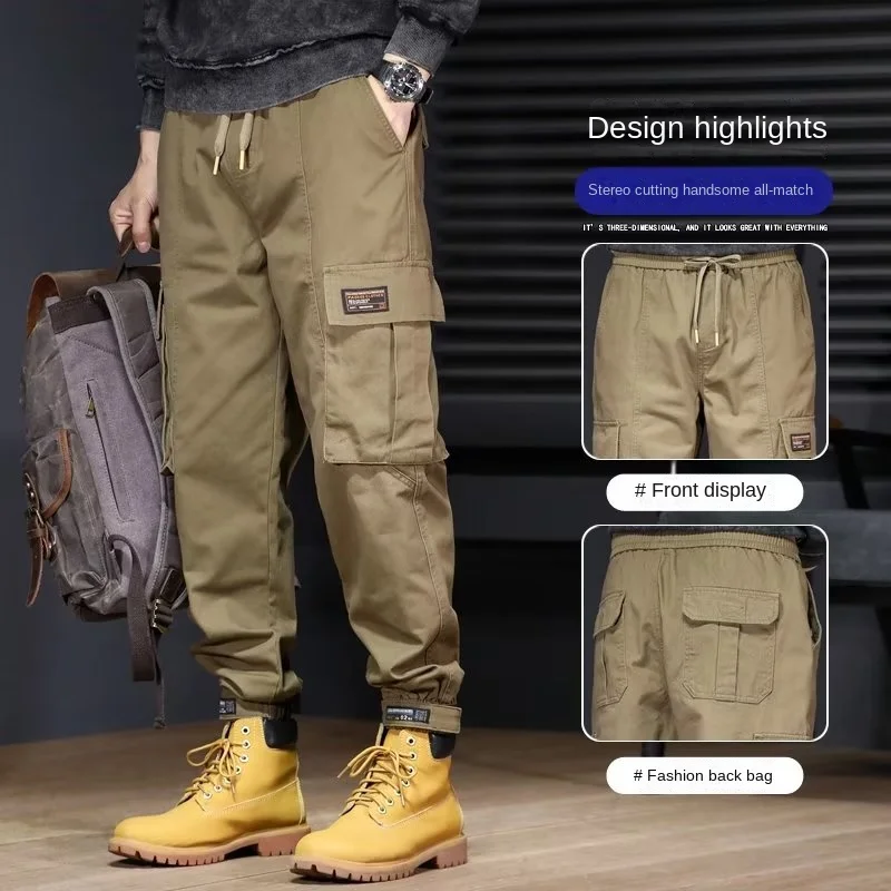 Spring Autumn Men\'s New Casual Pants Korean Version Y2K Trendy Workwear Pants American Retro Tactical Multi Pocket Cotton Pants