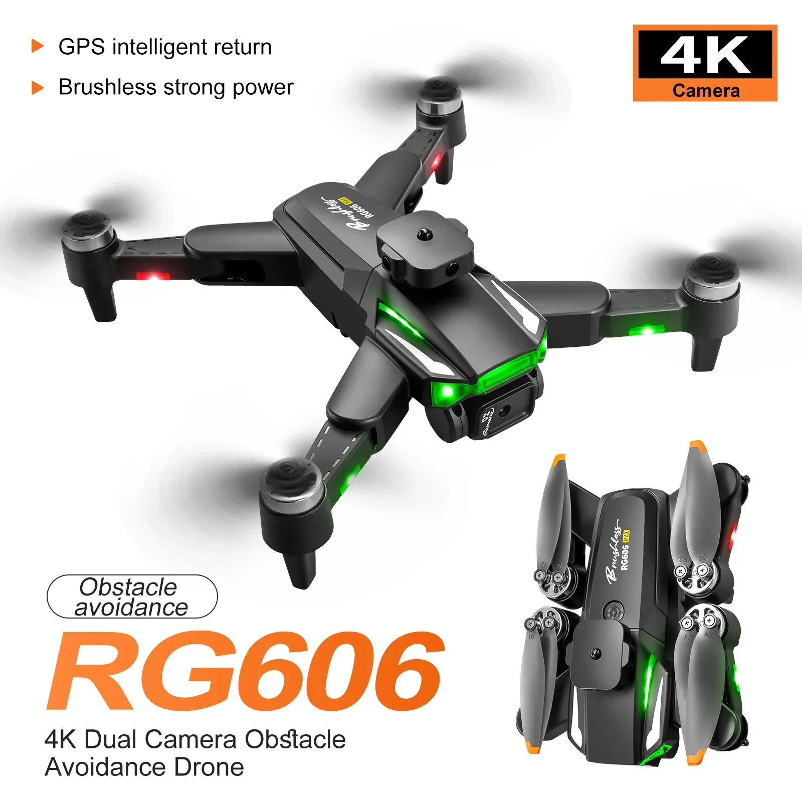 

2024 New RG606 Max Drone Professional HD Dual Camera 5G WIFI Optical Flow GPS Return Brushless Obstacle Avoidance Dron Toy 1200M