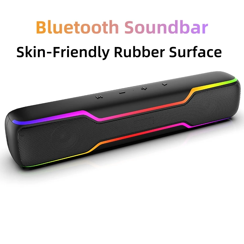 

RGB Pro Game Computer Soundbar, PC Speaker with Dynamic Lighting Audio-Light Sync Battery and USB Powered BT5.3 and Aux 3.5 Jack