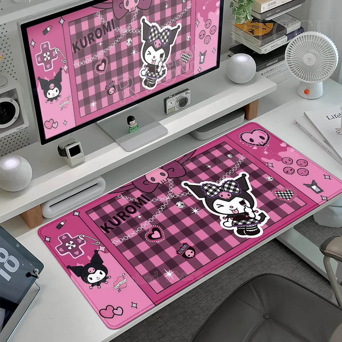 Kuromi Goth Kawaii Large Mouse Pad 90x40cm Black PC Keyborad Non-Slip Desk Mat  XXL Gamer Tablemat HD Keyboard Extended Mousepad
