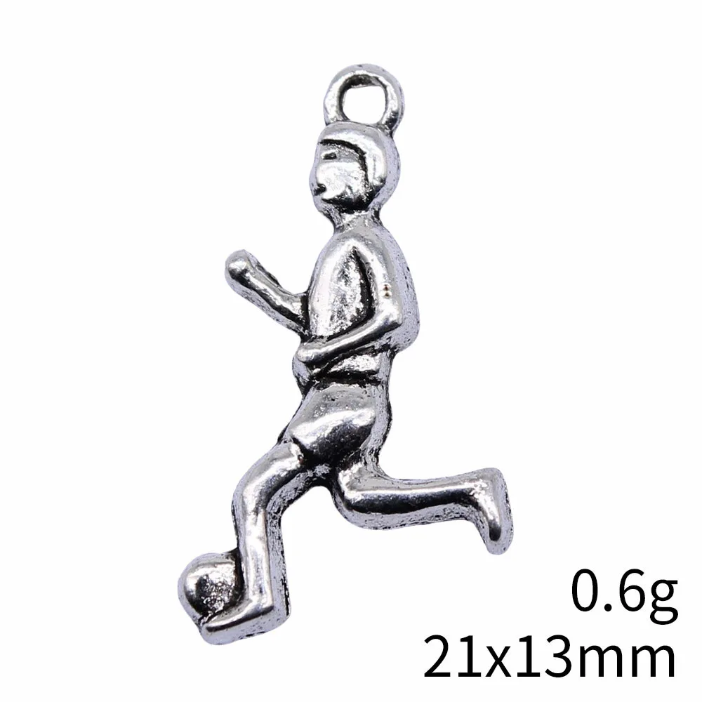 10pcs 21x13mm Antique Silver Color Soccer Player Charms Handmade Jewelry Making Accessories