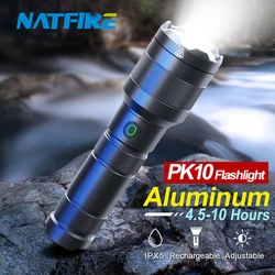 Natfire pk10-超高輝度懐中電灯,コンパクト,18650 USB c,充電式,トーチ,屋外用,緊急事態