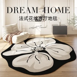 Light Luxury Carpets for Living Room French Style Bedroom Decor Flower Pattern Carpet Large Area Study Floor Mat Thick Plush Rug