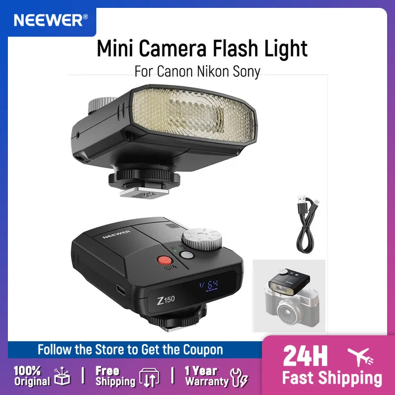 

EEWER Mini Camera Flash Light 20Ws GN15 1200mAh/640 Full Power Flashes/3.1s Compatible with Canon Nikon Fujifilm Cameras Z150