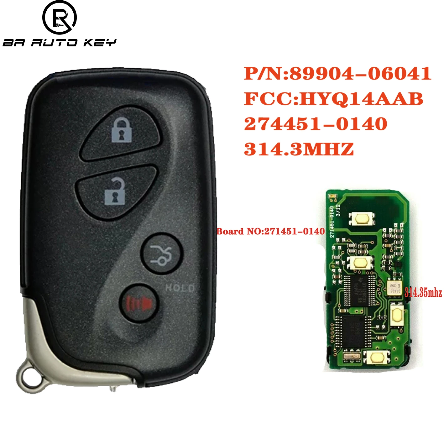 HYQ14AAB 4 Buttons Smart Remote Car Key Fob For Lexus IS250 IS350 ES350 GS430 2006-2010 314.3MHZ 71chip  271451-0140