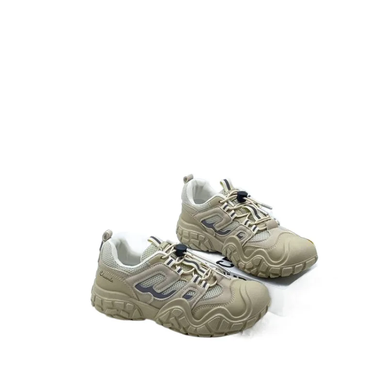 2025 Hot Selling Autumn Style Cute Round Toe Casual Thick Soled Dad Shoes Outdoor Hiking Lightweight Hiking Shoes Sneakers