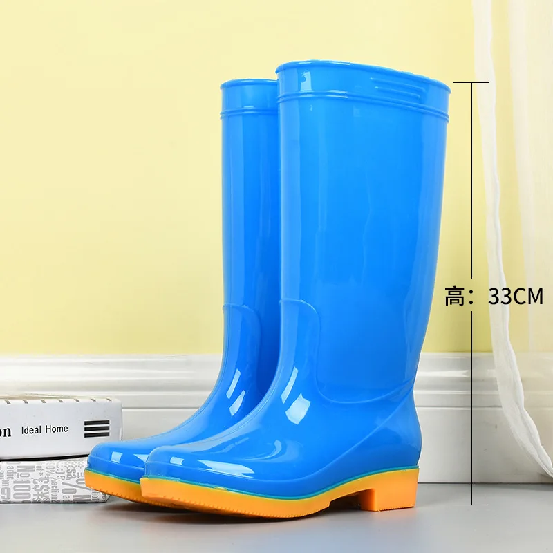 Botas de lluvia de tubo alto para hombres y mujeres, zapatos de agua impermeables y antideslizantes, trabajo de cocina al aire libre con zapatos de