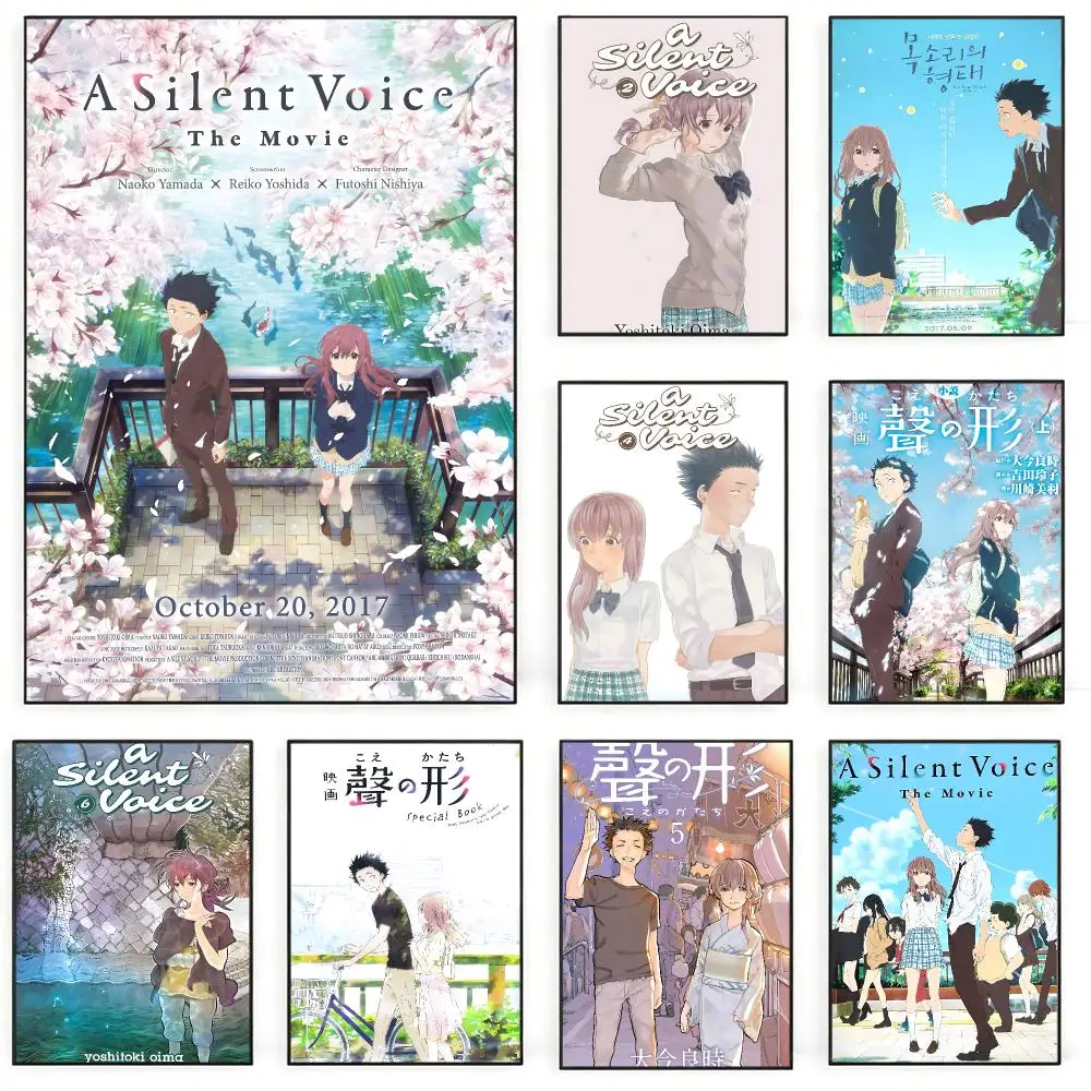 Anime A Silent VoiceS Poster Poster Nordic HD Self-Adhesive Wall Sticker Home Café Bedroom Living Room Art Decor Gift