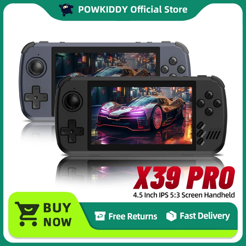 Консоль игровая POWKIDDY X39pro, 4,3 дюйма, IPS, с проводными контроллерами