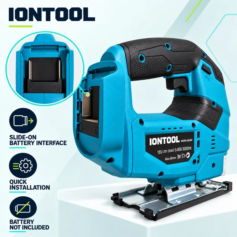 IONTOOL 450W Cordless Jigsaw with Variable Speed 90mm Cutting Depth for Woodworking Metal Home Projects Tool Only