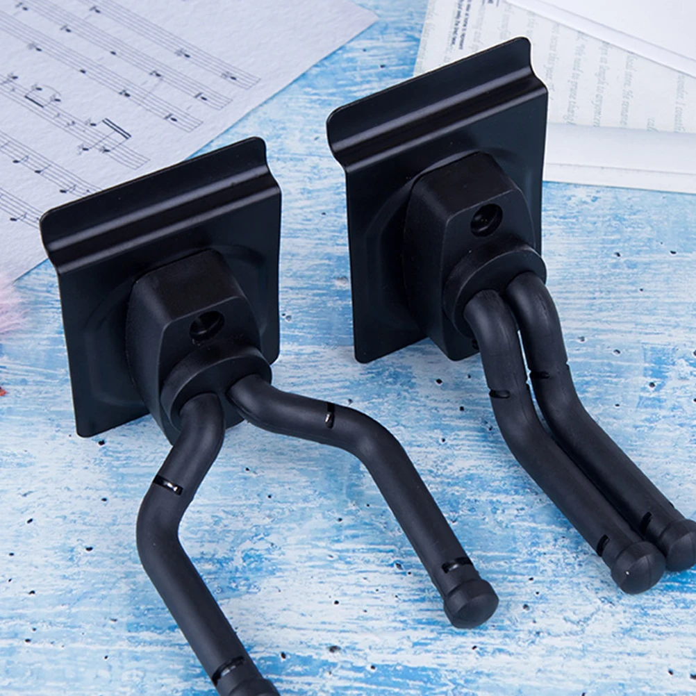 

2PCS Guitar Wall Hook Wall Mount Groove Plate Rack Plastic Bracket Hanger for String Instrument Folk Guitar (Black)