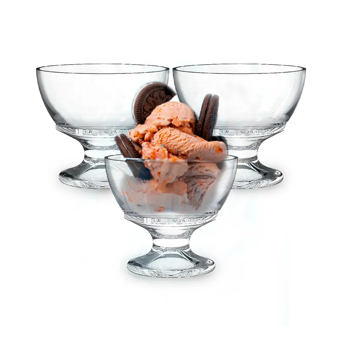 Set Of Glass Bowls For Dessert Kit With 3 Pcss Ice Cream