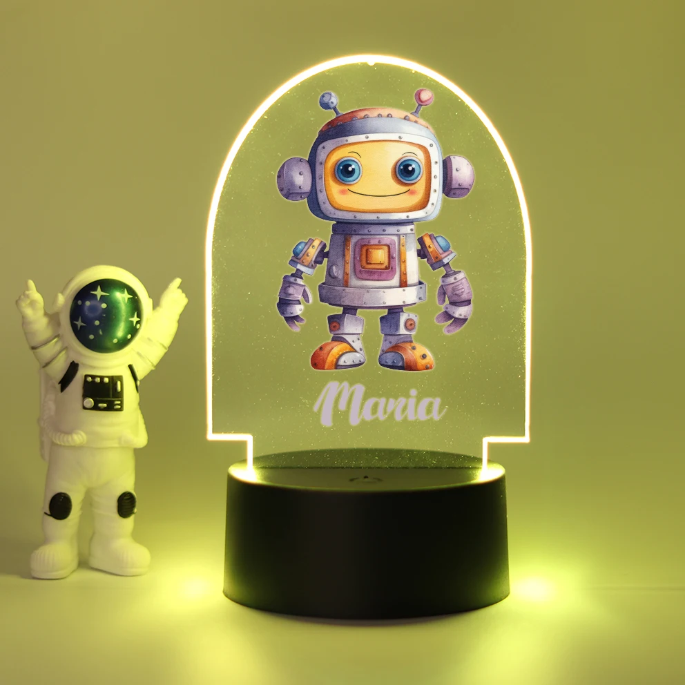 Personalized Custom Robot  Cartoon  Table Lamp Acrylic Night Lights Gift 3D Led Night Light Color Changing