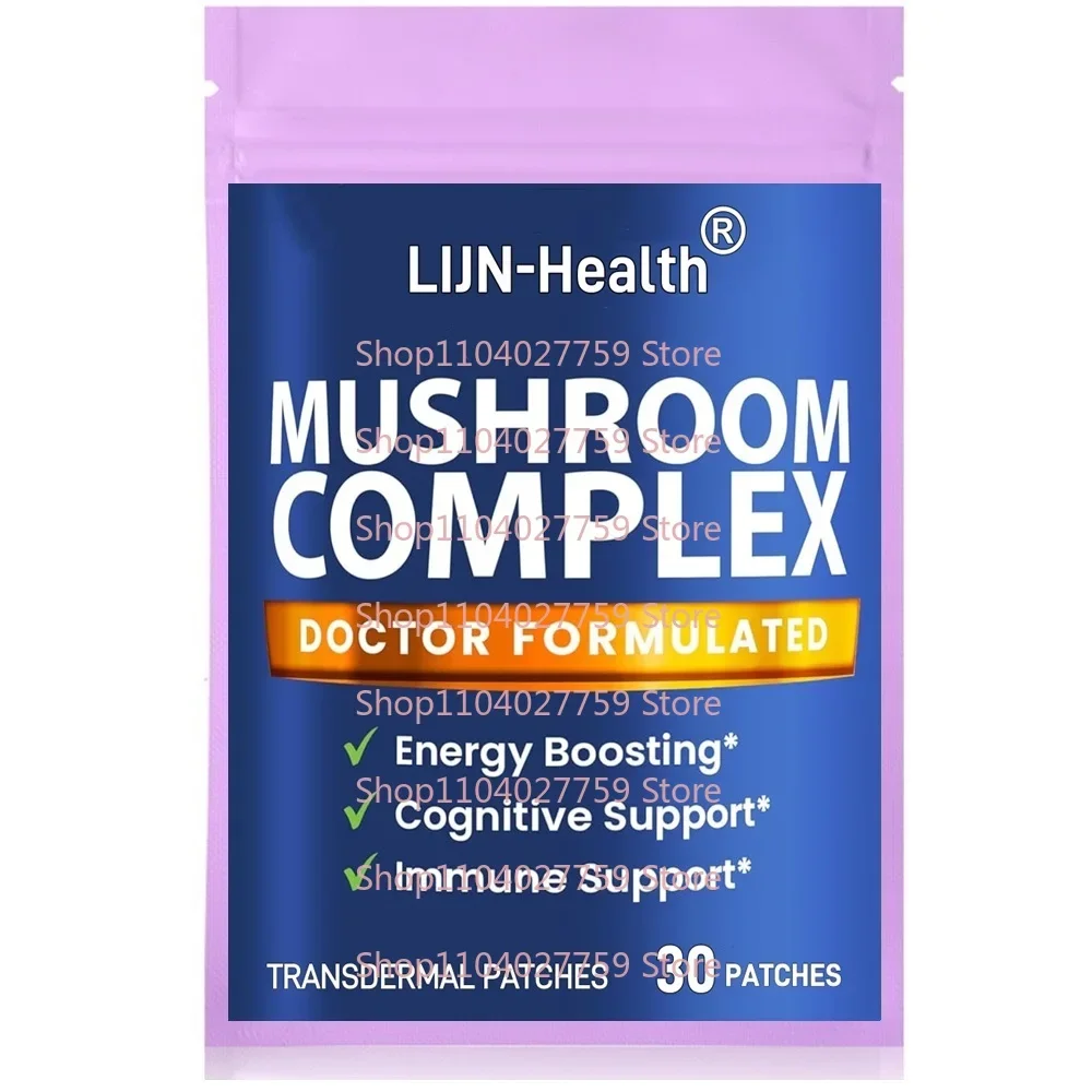 30 Patches Mushroom Complex  Transdermal Patches  with Lions Mane Cordyceps Shiitake Reishi  for Focus Energy Brain