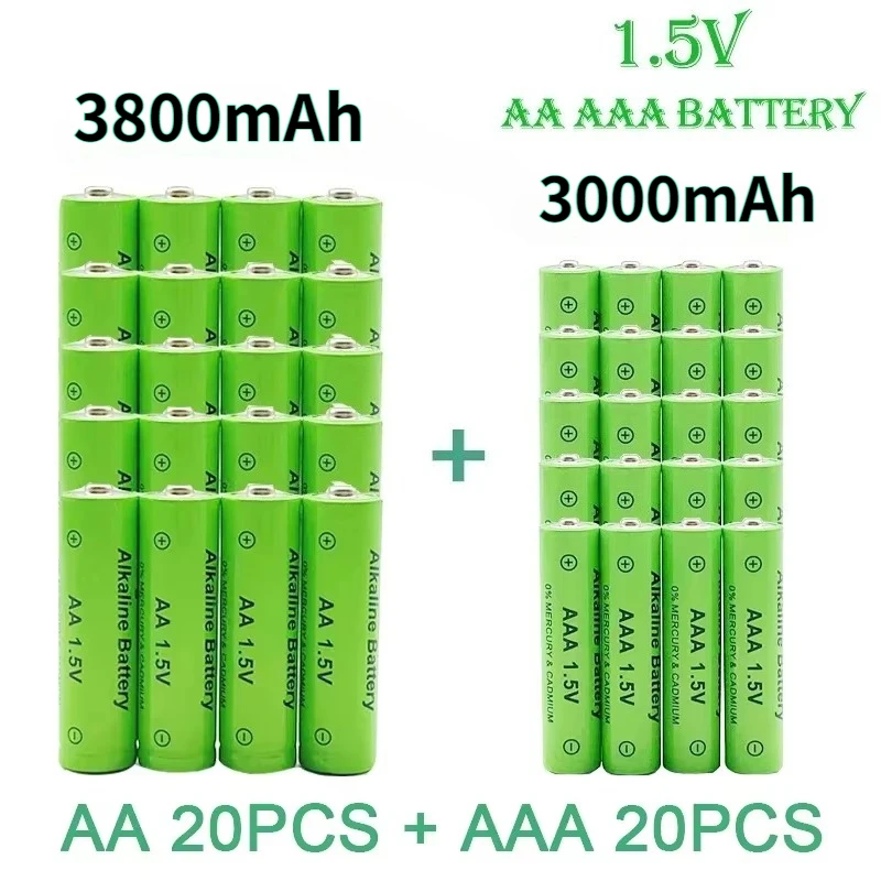Nuova batteria ricaricabile AA ad alta capacità, 3800 mAh / batteria AAA, 3000 mAh, 1,5 V, batteria Ni-MH ricaricabile, per telecomandi, torce elettriche, orologi giocattolo.