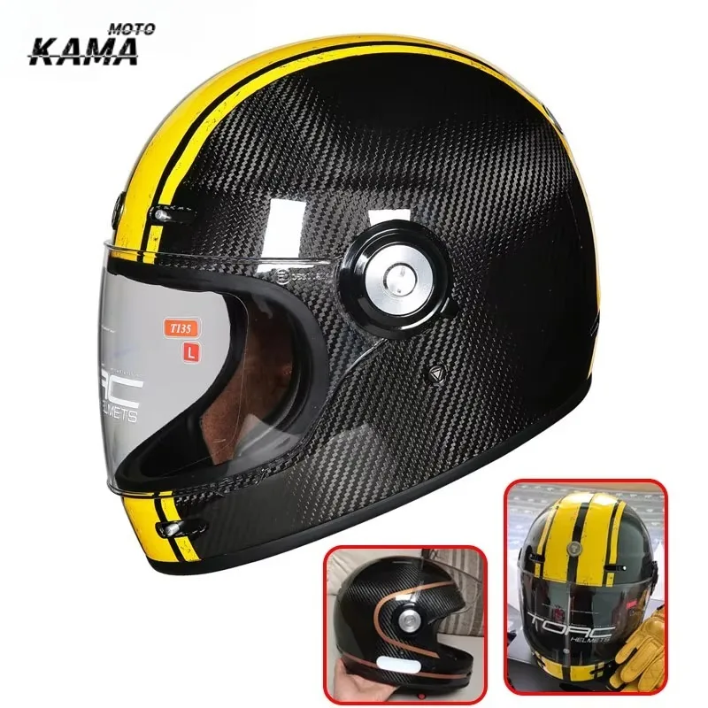 TORC T135 Fiberglass Retro Motorcycle Helmet DOT ECE Full Face Capacetes Summer Men Motobike Cruise Cascos For Harley
