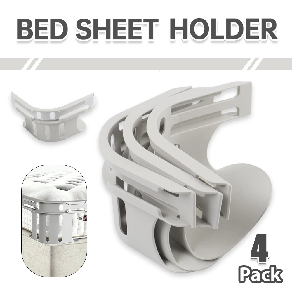 4 Pack Bedsheet Holder Straps, Non-Slip Fitted Sheet Clips, Elasticated Heavy Duty, Invisible Secure Holder, For All Sheet Sizes