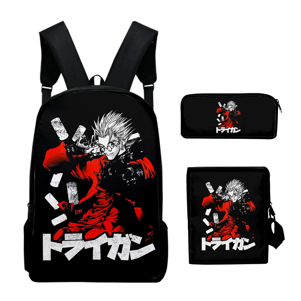 Hip Hop Youthful Manga Trigun Stampede Anime 3D Print 3pcs/Set Travel bags Laptop Daypack Backpack Shoulder Bag Pencil Case