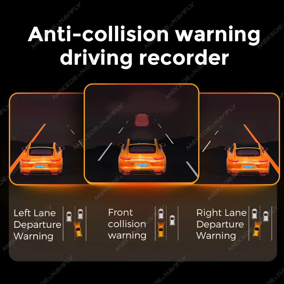 MEKEDE Car DVR Camera Full HD 1080 ADAS LDWS Anti-collision Night Vision Car Recorder Navigator Android DVD Player TF Card Slot
