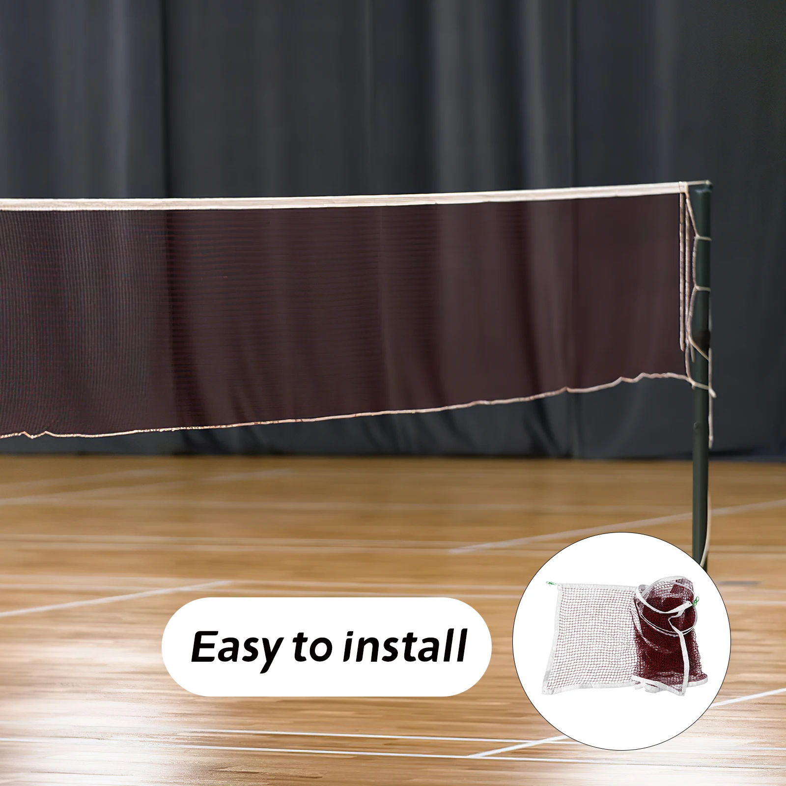 

Portable Badminton Set Polyester Mesh Use Easy Setup Compact Folding Design Lightweight for Backyard