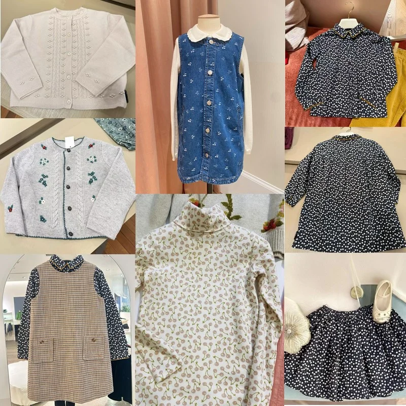 

Children's Clothing Fashion Kids Dress 2025 Printed Girls Dress Long Sleeve Knitted Cardigan Sweaters Toddler Tee Top Clothes