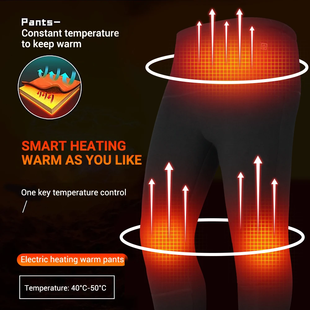 Heating Jacket Heated Thermal Underwear Skiwear Heated Jacket USB Electric Winter Heating Clothing Fleece Warm Autumn Top Pants