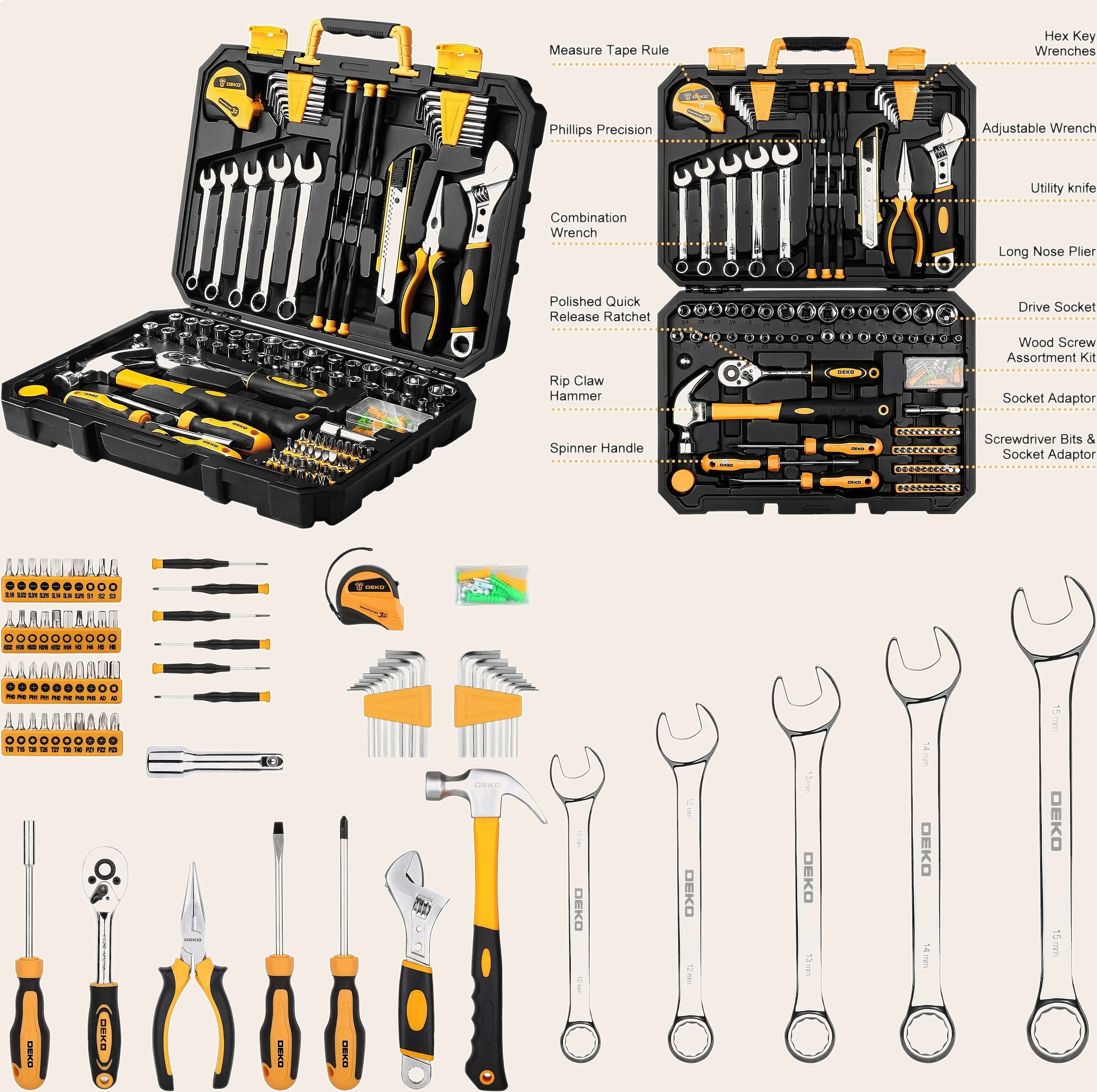 158-Piece Household & Auto Repair Tool Kit with Durable Steel Case for DIY
