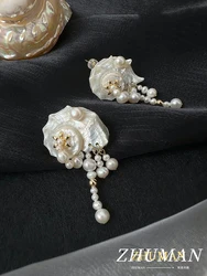 2024 New Pearl Natural Conch Earrings For Women Sweet Romantic Style Jewelry Party Gifts