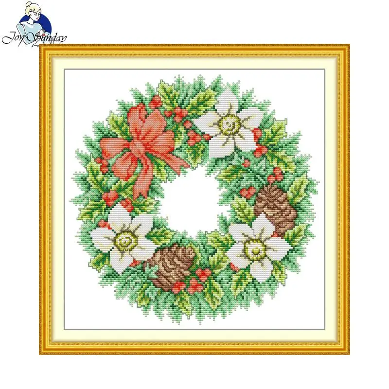 

Joy Sunday Needlework Cross Stitch Kit Garland Aida 16/14/11CT Embroidery Kits Room Decoration Printed Cross Stitch Kit