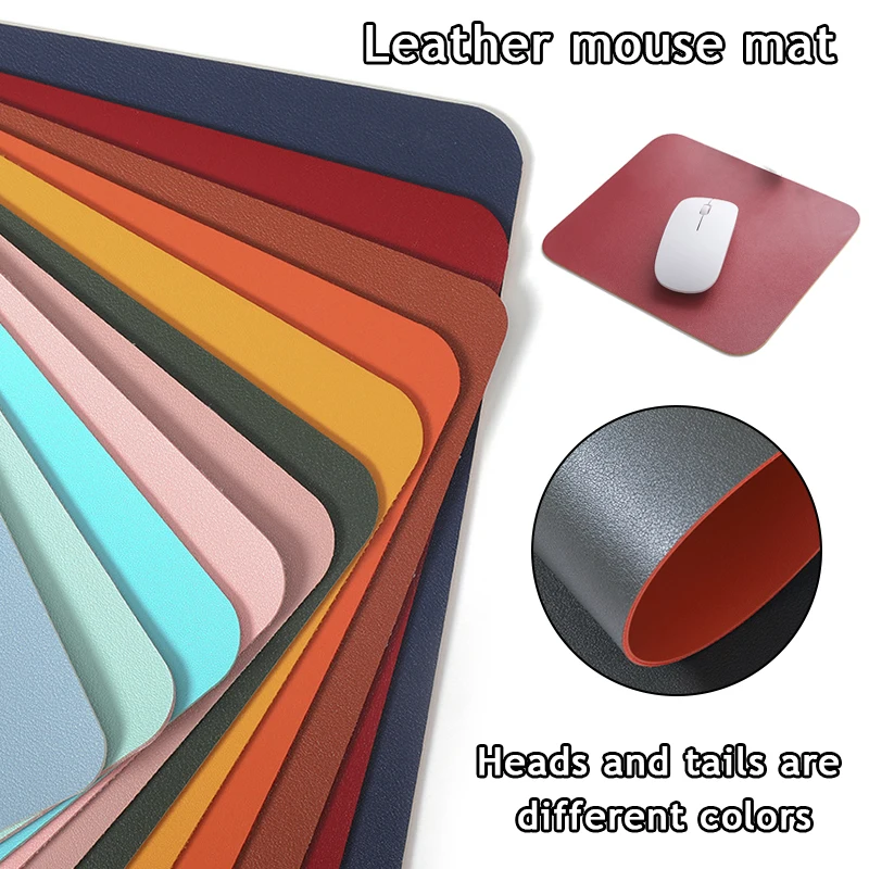 21*25CM Pu Leather Smooth Mouse Pad Simple Solid Color Mouse Mat Anti-slip Waterproof Mouse Pad School Office Table Accessories