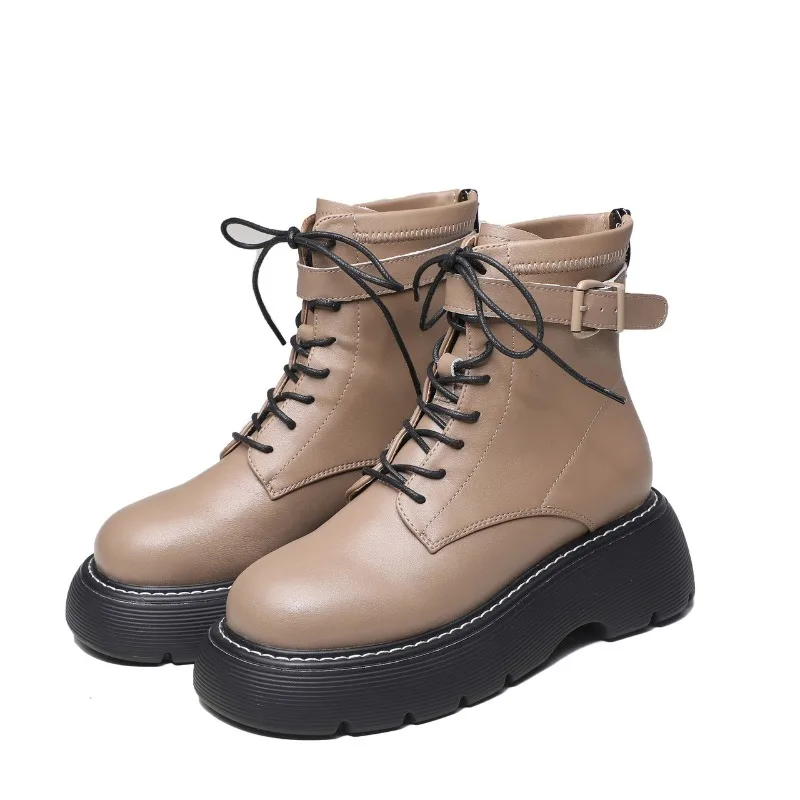 

Женские ботинки 5,5 см, новые полусапожки из натуральной кожи на высоком каблуке, женские шерстяные теплые зимние женские ботильоны в британском стиле