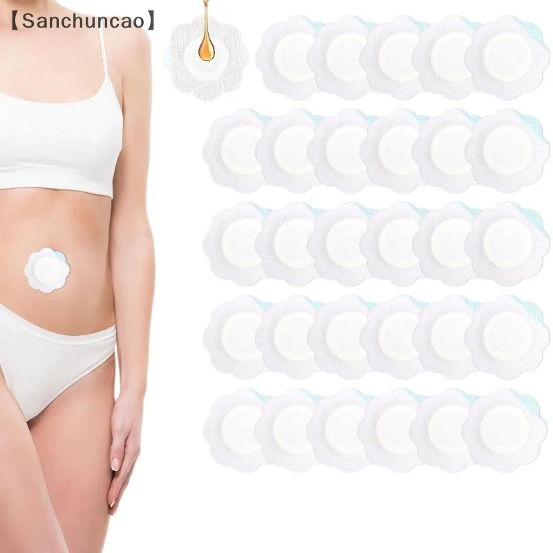 [San] 50개 교체용 일회용 피마자유 팩 자체 접착 접착제 배꼽 스티커 침투 방지 배꼽 보호